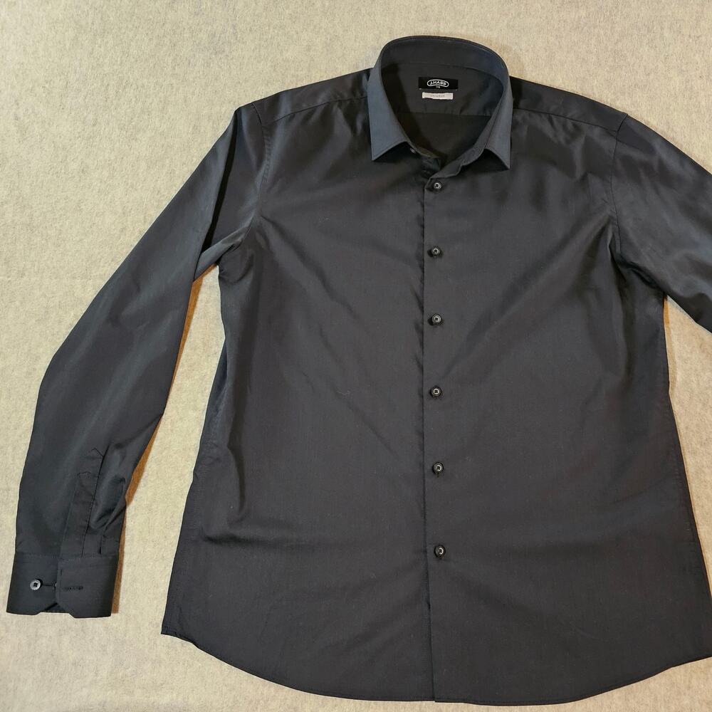 J. HAUSS BLACK BUTTON-UP SHIRT SIZE 110 / L